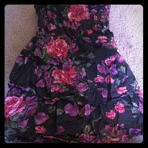 Mini, strapless, floral dress